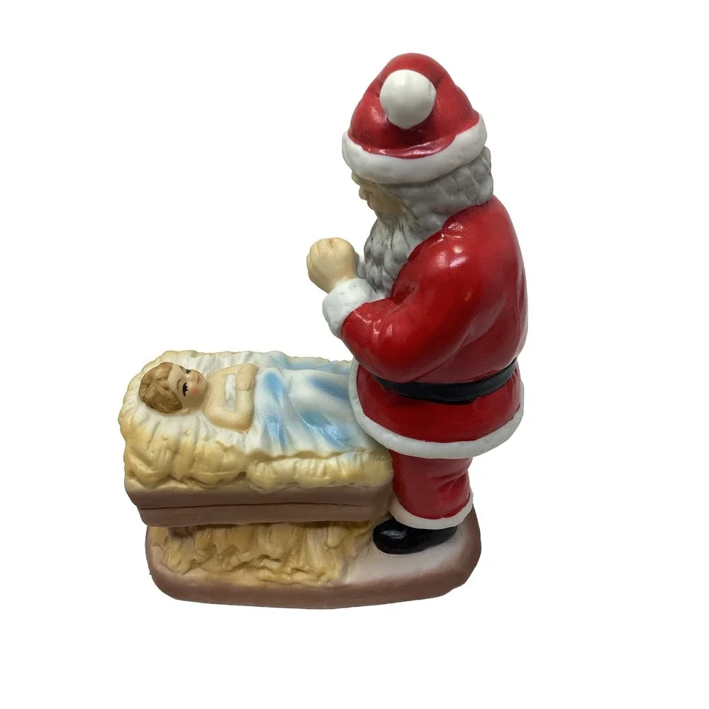 Vtg Sanmyro Santa Claus With Baby Jesus Ceramic Figurine #3/582 Original NOS
